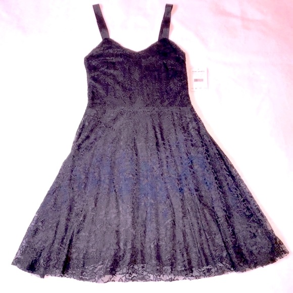 NEW Free People Black Lace Dress with Flocked Navy Blue Velvet Size XS - Picture 2 of 15